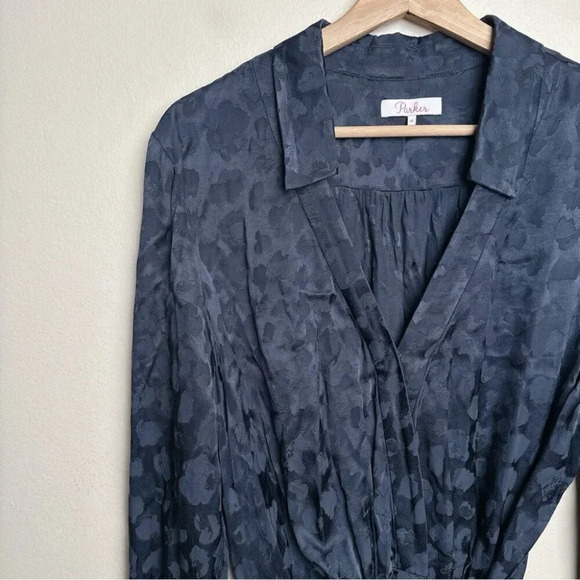 Parker Womens Size 12 Marin Collared Wrap Midi Dress Zipper Closure - Picture 9 of 16